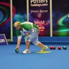 Debbie Wilford delivers a bowl in the first round of the PBA world indoor singles final in...