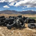 Unusable tyres are piled on Richard Subtil's Omarama Station after they were slashed at the...