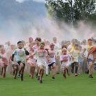 Hundreds of people take off at yesterday’s Colour Burst event at the Queenstown Events Centre....