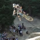 Queenstown mountain biker Reon Boe gets some air on new jumps unveiled at Saturday’s Wynyard...