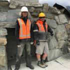 Artist Dan Kelly (left) and John Golden take a break from work on Camp Glenorchy’s Scheelite...