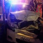 The car crashed into a parked car before hitting and damaging a house in Elgin Rd, Mornington.