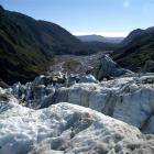Looking down the Waiho Valley from the Franz Josef Glacier. Photo by Alexander Klink.