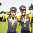 James Williamson (left) and Scott Lyttle at the finish of The Pioneer’s 7-Day Epic. Photo: Neil...