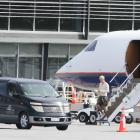 Justin Bieber arrives at Queenstown airport by private jet yesterday. Photo: Blair Pattinson.