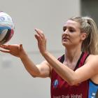 Steel and Silver Ferns defender Jane Watson passes the ball during training at the Edgar Centre...