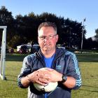 Mosgiel Football Club member Craig Whitson in Memorial Park last night. Photo: Peter McIntosh.