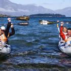 Tiki Tour team-mates Tom and George Lucas (left), of Queenstown, and Mike Kelly (Queenstown) and...