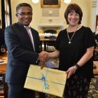 Timor Leste Prime Minister Dr Rui Maria de Araajo and  University of Otago vice-chancellor Prof...
