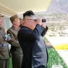 North Korean Leader Kim Jong Un observes a target-striking contest by the Korean People's Army. Photo: Reuters