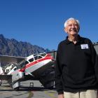 Retired pilot Russell Troon (84) after taking a scenic flight in Dominie ZK-AKY in Queenstown on Saturday. Mr Troon started his pilot training in Queenstown in 1953. Photo by Tracey Roxburgh.