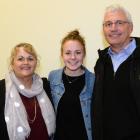 Athletics Otago athlete of the year Anna Grimaldi (centre) with her parents Di and Tony Grimaldi at the awards ceremony at Logan Park last night. Photo: Linda Robertson.
