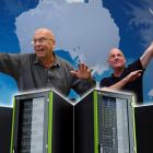 RenderStorm New Zealand manager Andy Thompson (left) and chairman Adrian Thompson are preparing to build a render farm in Dunedin. Photo/Illustration: Stephen Jaquiery/Kurt Erikson.