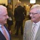 Harraways chairman Trevor Scott (left) chats with Dunedin deputy Mayor Chris Staynes at a...