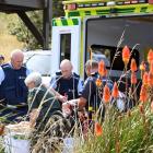 The victim of Shaan Roker’s machete attack in Taieri Mouth is carried to an ambulance on February...