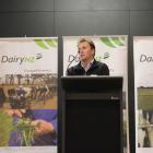  DairyNZ senior economist Matthew Newman talked to farmers at the Farmers Forum. Photo: Nicole Sharp