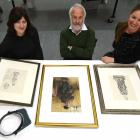Dunedin Public Art Gallery assistant curator Lauren Gutsell (left), retired academic Roger...