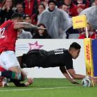  Rieko Ioane of the All Blacks scores a try. Photo: Reuters
