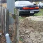 A 45cm-high pile of dirt is left behind after a power pole was replaced on Clive Cullen’s Letts...