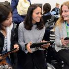 University of Otago international students (from left) Reiko Castillo (20), of the Philippines, ...