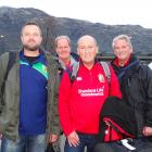 Lions fans (from left) Rob Howatson, of The Valleys, in South Wales, Mike Lowe, from Birmingham,...