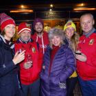 British and Irish Lions supporters, from left, Susan Brown, Phil Marshall, Sam Rodgers, Amanda Marshall, Emma Simpson and Phil Brown at Pog Mahones Irish Pub in Queenstown last night. PHOTO: TRACEY ROXBURGH 