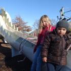 Damage to the fibreglass on Wanaka's famous dinosaur slide means it is off limits at the moment...