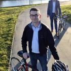 Spokes Dunedin chairman Jon Dean (left) and Dunedin City Council transport group manager Richard...