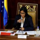 National Constituent Assembly President Delcy Rodriguez attends to one of its session in Caracas....