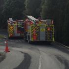 Fire appliances at Wakari Hospital. Photo: Craig Baxter