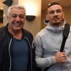 France 2023 chief executive Claude Atcher and All Blacks midfielder Sonny Bill Williams meet at...