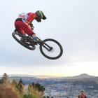  Otago downhill champion Calum Booth (Dunedin) takes a jump on the Signal Hill downhill track as...