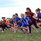 Year 5 girls start their race at the North Otago Primary and Intermediate Schools Cross Country...