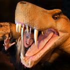 Otago Museum marketing manager Charlotte Neilson  gets in close with a life-like animatronic...