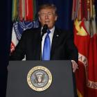 US President Trump announces his new policy for the war in Afghanistan at Fort Meyer, Virginia....