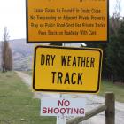 A sign states no shooting is allowed in an area in the Dunstan Mountains, near Omakau, where two...