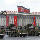 North Korean rocket launchers seen during a military parade. Photo: Getty Images