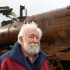 Project Steam chairman John Sutherland with the P class steam locomotive P133 at the KiwiRail...
