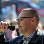 Dunedin North MP David Clark speaks to a crowd in the Octagon protesting the outsourcing of SDHB...