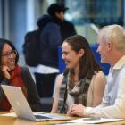 University of Otago fourth-year student Jess Ford (centre) talks about summer internship...