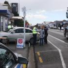 One of the cars involved in the accident crashed into the Salvation Army Northend store. Photo...