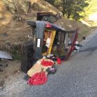 The car that crashed on Little Valley Rd, near Alexandra. Photo: Supplied