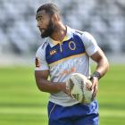 Otago teenage winger Jona Nareki passes the ball during a training session at Forsyth Barr...