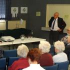 Queenstown Lakes Mayor Jim Boult (right) questions Southern District Health Board deputy...