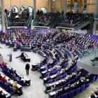Members of the Bundestag, German lower house of Parliament, are seen during a session of the...