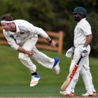 Otago pace bowler Michael Rae bowls during his side’s Plunket Shield match against Central...