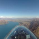 Jono Wardman and Philip Plane glide past the head of Lake Ohau, tracking straight to Omarama...