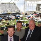 Dunedin Venues chief executive Terry Davies (left), celebrity chef Pete Evans (centre)  and...