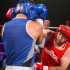 Steve Jarvis (right) lands a punch on Chace Martin during the Thriller charity boxing event on...