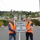 Dunedin City Council transport and engineer road safety team leader Hjarne Poulsen (left) and...